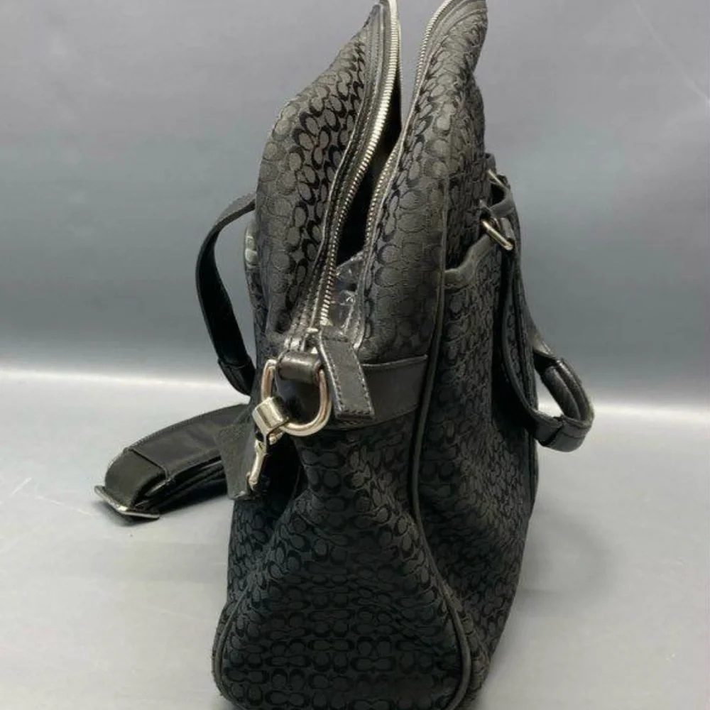 Coach Black Signature Laptop Bag with Detachable Strap